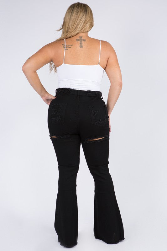 Sassy Curvy Flare Distressed Sexy Black Jeans – All Jazzed Up Boutique