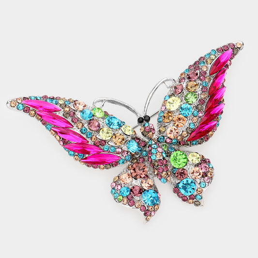 Glass Crystal Butterfly Pin Brooch